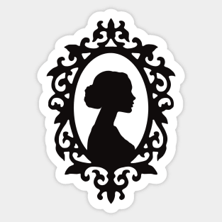 Dark Academia Victorian Woman Profile Silhouette Frame Sticker